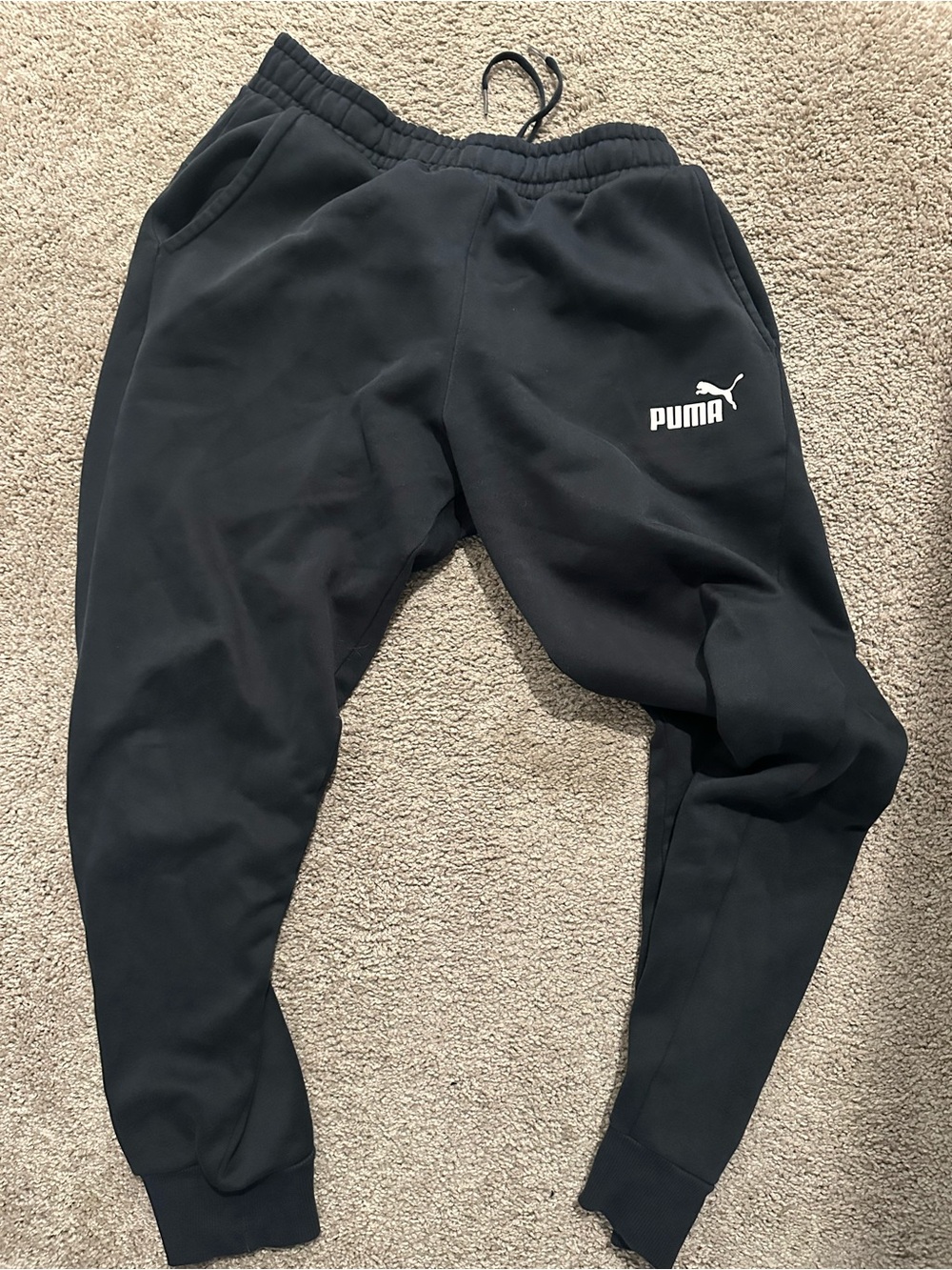 Puma Black Jogger Sweatpants with White Logo